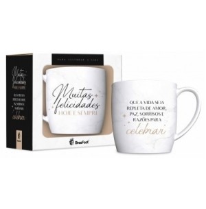 CANECA PORCELANA 300ML URBAN MUITAS FELICIDADES