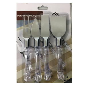 TALHER CABO ACRÍLICO KIT 4PÇS P/ QUEIJO