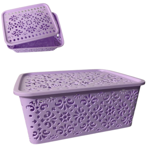 CESTO PLÁSTICO C/ TAMPA 25X10X19CM