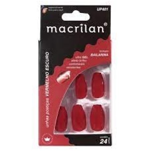 UNHA POSTIÇA 24UN BAILARINA VERMELHO ESCURO - MACRILAN