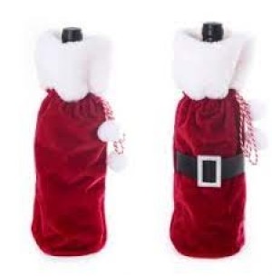 SACOLA GARRAFA VELUDO 32CM DECORATIVA