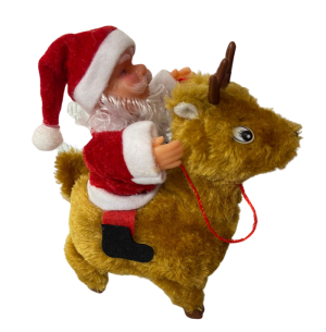 PAPAI NOEL 19CM MUSICAL MOVIMENRO MONTADO NA RENA