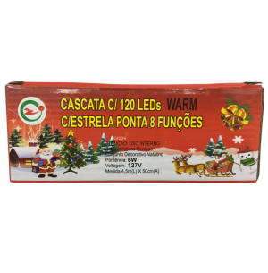 PISCA CASCATA 120 LEDS 8 FUNÇÕES ESTRELA AMARELO
