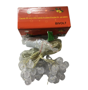 PISCA CASCATA 300 LEDS 8F COR 5M ARAME 30 BOLAS BIVOLT