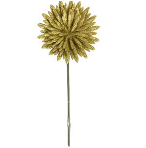 ENFEITE FLOR GLITTER 10CM DZ DOURADO