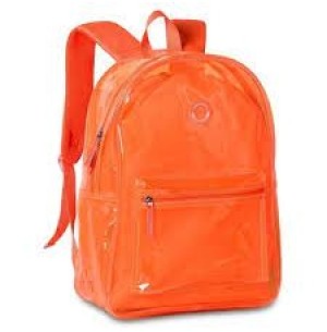 MOCHILA 40CM 2 DIV.NEON TRANSPARENTE