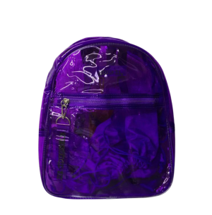 MOCHILA NEON TRANSPARENTE 34CM 2 DIVISÕES ROXO