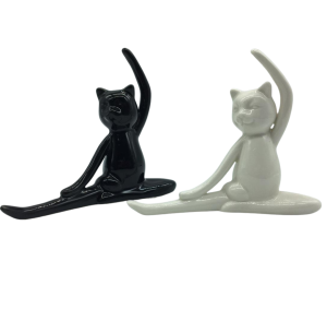 ADORNO PORCELANA GATO YOGA 15X13X4CM