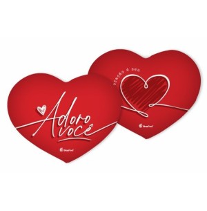 ALMOFADA CORAÇÃO 28X25CM ADORO VOCÊ MEU CORAÇÃO É SEU