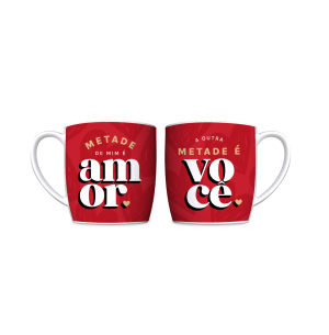 CANECA PORCELANA 300ML URBAN METADE DE MIM É VOCÊ A OUTRA É AMOR