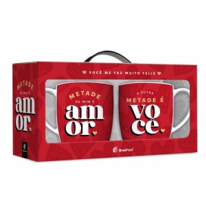 CANECA PORC.300ML URBAN C/2UN METADE DE MIM É VOCÊ A OUTRA É AMOR