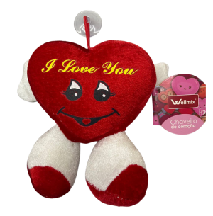 PELÚCIA CHAVEIRO CORAÇÃO PÉ 12X14CM