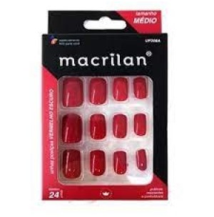 UNHA POSTIÇA 24UN CURTA VERMELHO ESCURO