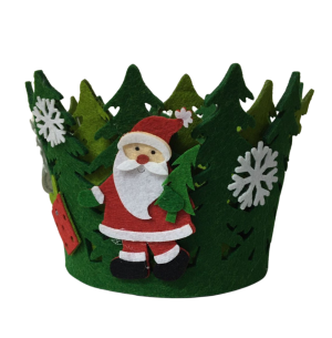 CESTO FELTRO PAPAI NOEL 17X17X11CM RED.