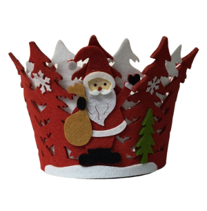 CESTO FELTRO PAPAI NOEL 17X17X11CM RED.