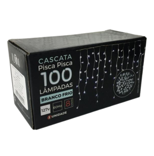 PISCA CASCATA 100 LEDS FT 8 FUNÇÕES BRANCO