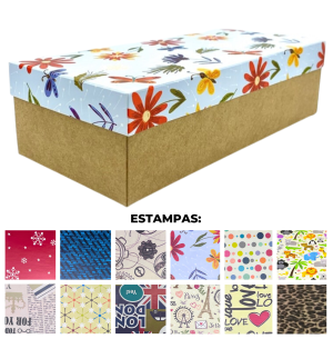 CAIXA PRESENTE 25X12X7CM KRAFT ESTAMPADA