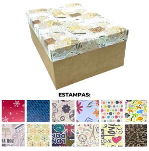 CAIXA PRES.26X18X10CM KRAFT ESTAMPADA