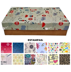 CAIXA PRESENTE 26X18X6CM KRAFT ESTAMPADA
