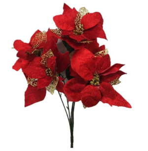 FLOR BICO DE PAPAGAIO X5 VERMELHA COM DOURADO