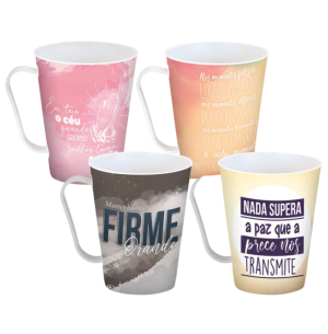 CANECA PLÁSTICA 430ML FRASES BIBLICAS