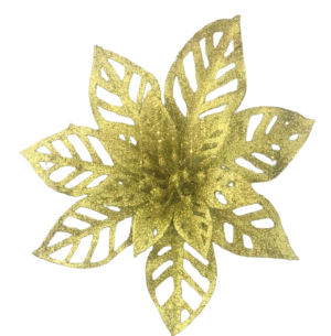 FLOR BICO DE PAPAGAIO GLITTER 24CM DOURADO