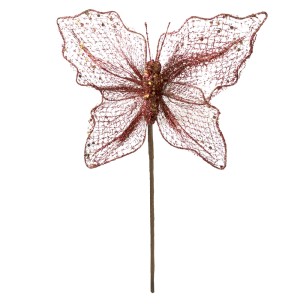 ENFEITE BORBOLETA ARAMADA GLITTER 23CM ROSE 