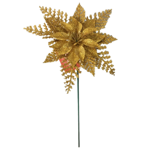  FLOR BICO DE PAPAGAIO GLITTER 13CM COBRE