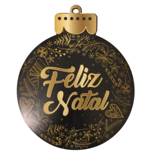 PLACA MDF FELIZ NATAL BOLA 21X26CM