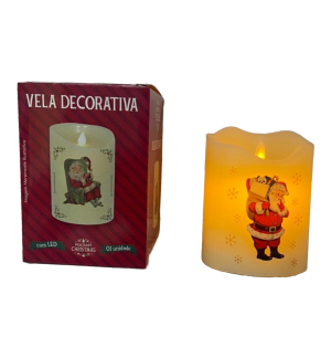 VELA LED IMITAÇÃO 10CM PARAFINA DECORADA