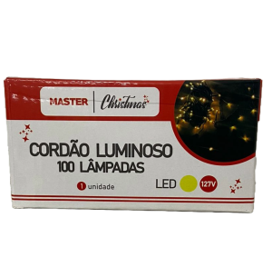PISCA 100 LEDS FIO TRANSPARENTE AMARELO FIXO 8 METROS
