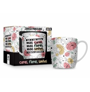 CANECA PORCELANA 300ML URBAN MAIS CORES, MAIS FLORES, MAIS SONHOS