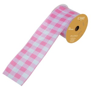 PÁSCOA FITA ARAMADA 3,3CMX14M XADREZ ROSA