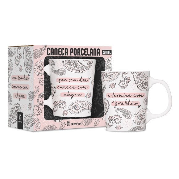 CANECA PORC.260ML PREMIUM QUE SEU DIA COMECE COM ALEGRIA
