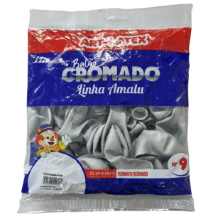 BALÃO AMALU CROMADO 9 PRATA C/25