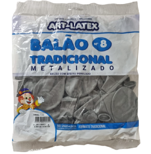 BALÃO 8 METAL PRATA C/50