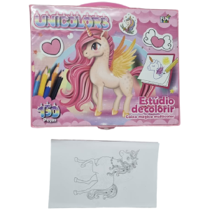 ESTOJO MALETA 150PÇS UNICÓRNIO/DINO