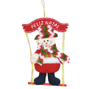 ENFEITE PLACA FELIZ NATAL BONECO 27CM
