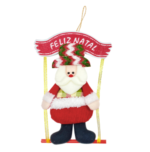 ENFEITE PLACA FELIZ NATAL BONECO 27CM
