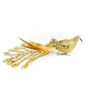 ENFEITE PAVÃO GLITTER 24CM PREGADOR