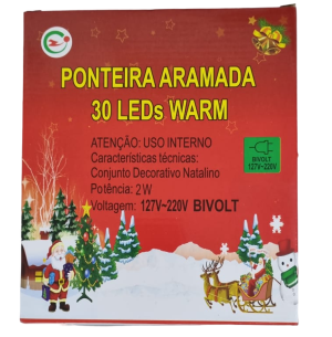 PISCA PONTEIRA ESTRELA 30 LEDS 23CM AM ARAMADA BIVOLT