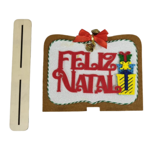  ENFEITE PLACA FELIZ NATAL FELTRO 28X13CM