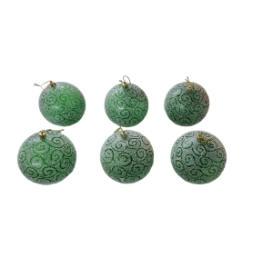 BOLA CX 10CM 6UN VERDE FLOCADA