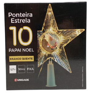 PPISCA PONTEIRA ESTRELA 10 LEDS 18CM AM PAPAI NOEL