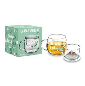 CANECA VIDRO INFUSOR 315ML HORA DE RELACHÁ