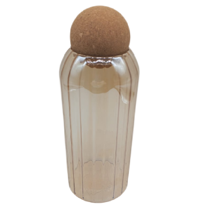 GARRAFA VIDRO 20CM TAMPA BOLA CORTIÇA ÂMBAR