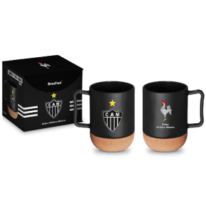 CANECA VIDRO 350ML CORK ATLÉTICO C/PORTA COPO