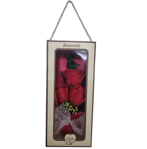 FLOR BOTÃO ROSA 24CM C/3UN CX C/VISOR