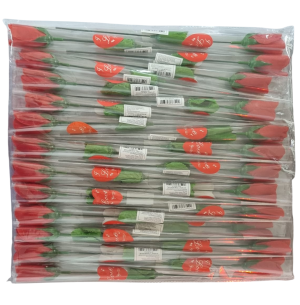 FLOR BOTAO ROSA 30CM CELOFANE 24UN