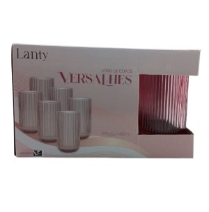 COPO VIDRO 460ML 6UN ROSA